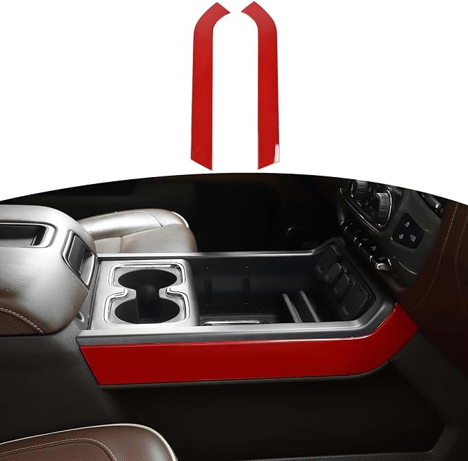 RT-TCZ for Silverado Center Console Organizer Tray Side Panel Trim Cover for Chevy Silverado GMC Sierra 2014-2018 Red Interior Accessories 2pcs