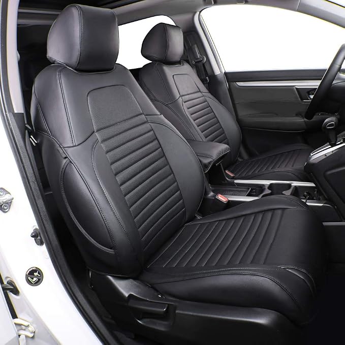 EKR CRV Car Seat Covers Custom Fit for Honda CRV 2012 2013 2014 LX,Leather Truck Seat Cover for SUV Full Set,Waterproof Car Seat Cushion, Faux Leather (Black)