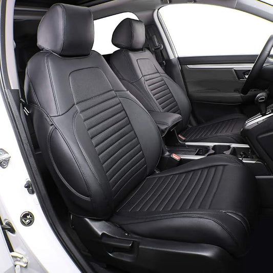 EKR CRV Car Seat Covers Custom Fit for Honda CRV 2012 2013 2014 LX,Leather Truck Seat Cover for SUV Full Set,Waterproof Car Seat Cushion, Faux Leather (Black)
