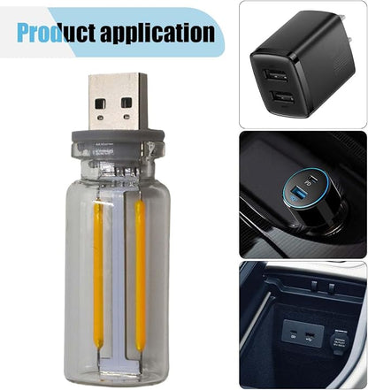 USB LED Car Interior Atmosphere Light, Plug-in USB Automotive Ambient Lighting Retro Car Lamps, Mini LED Car Interface Charging Night Light for Hallway Car Bedroom (Warm Light)