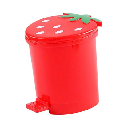 Toddmomy 1PCS Mini Desktop Trash Can with Swing Lid,Cute Strawberry Rubbish Bin Tiny Trash Can Countertop Garbage Can for Desk Car Office Kitchen,Red