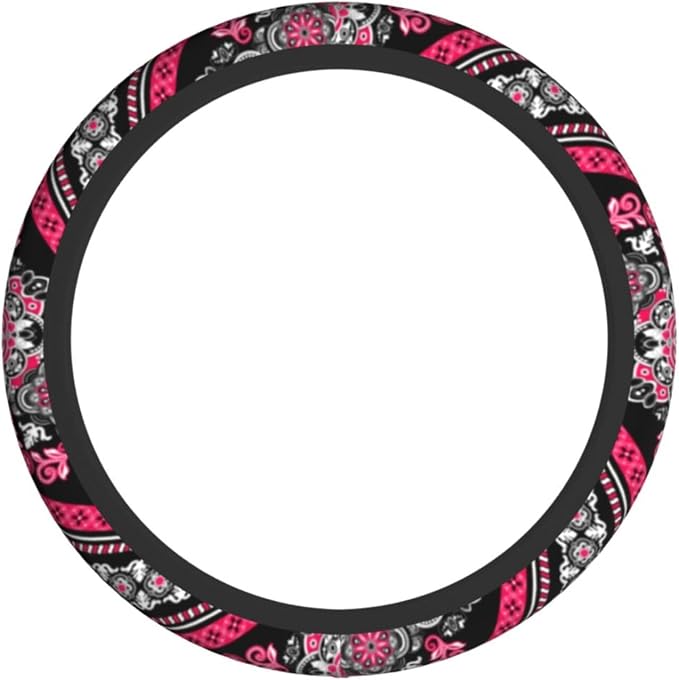 Boho Car Steering Wheel Cover Auto Accessories Universal 15 Inch Non-Slip Neoprene for Women Cute Automotive SUV Van Truck Wheel Protector