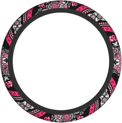 Boho Car Steering Wheel Cover Auto Accessories Universal 15 Inch Non-Slip Neoprene for Women Cute Automotive SUV Van Truck Wheel Protector