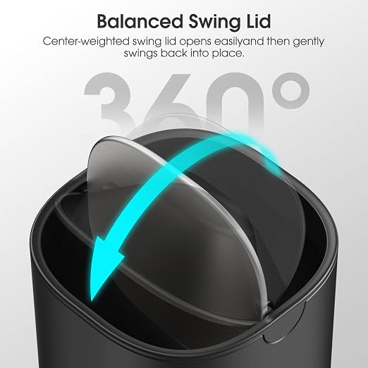 CEROELDA Mini Desktop Trash Can with Swing-Top Lid, 0.4 Gal/1.5L Tabletop Trash Can, Small Wastebasket for Bathroom Countertop, Vanitie, Coffee Area, or Office (Black)