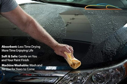 The Absorber® Large 27-Inch x 17-Inch - Synthetic Premium Drying Chamois Cloth for Car - Super Absorbent, Scratch-Free and Washable (Orange)