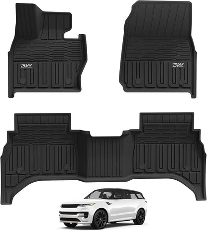 3W Floor Mats Fit Range Rover Sport 2023 2024 2025 2026 (Not for Range/Land Rover Discovery Sport) TPE All Weather Custom Fit for Land Rover Sport 1st and 2nd Row Car Liners Black