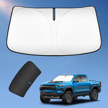 Sun Shade Sunshade for 2019-2025 2026 Chevy Chevrolet Silverado/GMC Sierra 1500 2500 3500 Windshield Cover, 4-Layers Sun Shield 250T Silver Sun Visor Foldable Window Shade Blocks UV Accessories