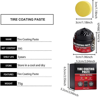 Car Tire Polishing Paste, UV Protection Tire Shine Coating Paste, Anti-Oxidation Restorer Cleaner with Sponge, Long Lasting Gloss for Auto Tires Maintenance
