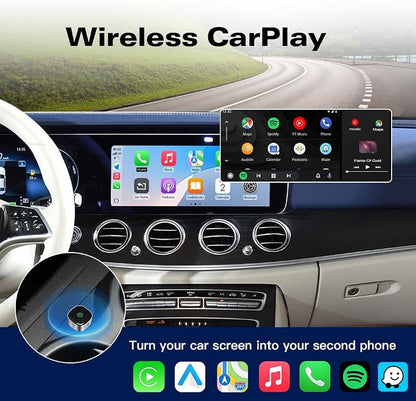 2-in-1 Wireless CarPlay Adapter for iPhone ＆ Wireless Android auto Adapter, Plug and Play USB/USB C Connection, Apple Car Play Wireless Adapter for iOS/Android