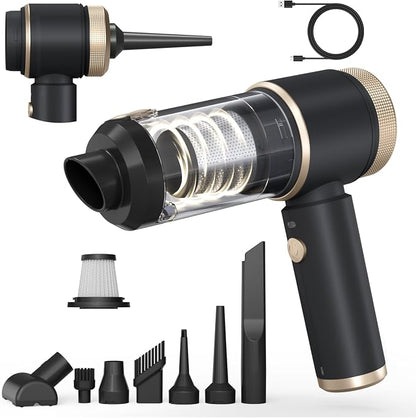 Car Vacuum Portable Cordless,16000PA Strong Suction Handheld Car Cleaner with Dual HEPA Filters,LED Light,Type-C Charging Mini Vacuum, One-Click Empty Compact for Home Cleaning and Office