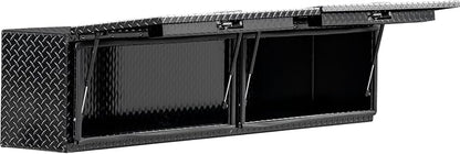 Buyers Products 1721363 Topsider Truck Tool Box, 18x16x72 Inch, Gloss Black Diamond Tread Aluminum, Dual Flip-Up Doors, Locking Compression Latch, Weather Resistant, No-Drill Mount, Made in USA