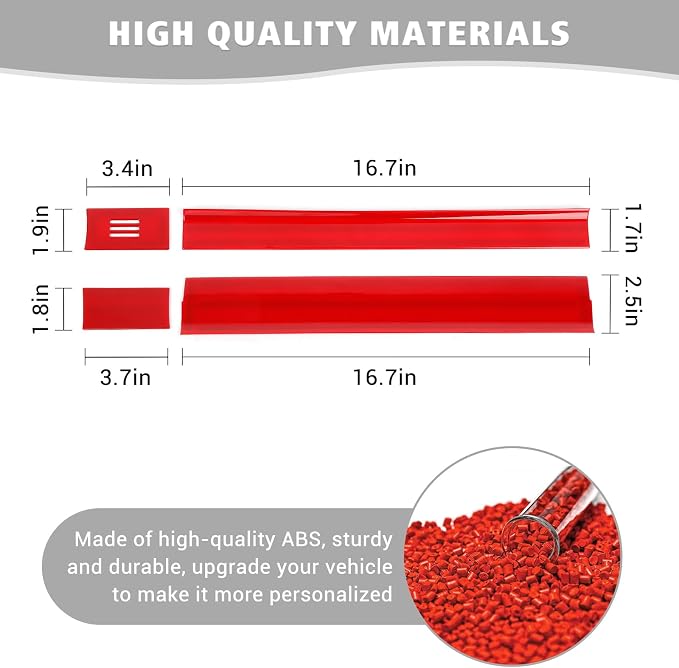 Jimen Compatible with Ford F150 2015-2020, 4PCS Center Console Panel Dash Cover Interior Trim Accessories (Red)