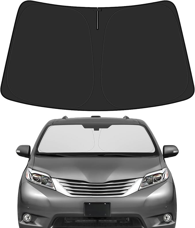 BIBLOZ Car Windshield Sun Shade for Toyota Sienna 2011-2020, L, LE, SE, XLE, Limited Platinum Accessories Foldable Car PET Sunshade Keeps The Cool Inside