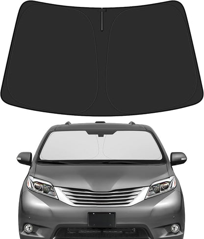 BIBLOZ Car Windshield Sun Shade for Toyota Sienna 2011-2020, L, LE, SE, XLE, Limited Platinum Accessories Foldable Car PET Sunshade Keeps The Cool Inside