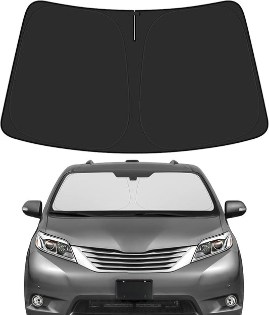BIBLOZ Car Windshield Sun Shade for Toyota Sienna 2011-2020, L, LE, SE, XLE, Limited Platinum Accessories Foldable Car PET Sunshade Keeps The Cool Inside