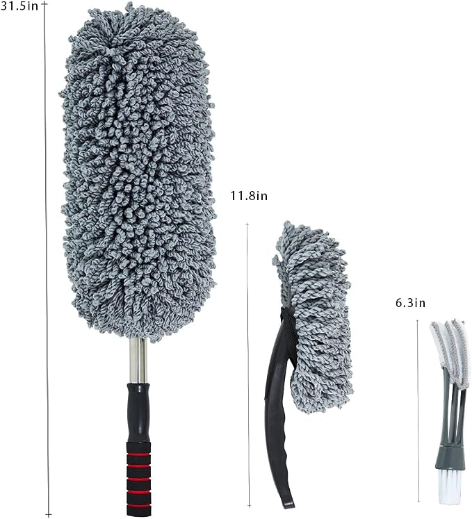 (3 Pack) Microfiber Car Duster Exterior Scratch Free, Extendable Handle Interior Multipurpose dust Cleaning Duster for car