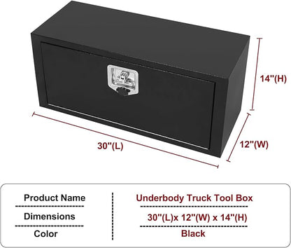 30 Inch Steel Underbody Truck Tool Box with T-Handle Lock Latch, Truck ToolBox Truck Storage Organizer Tool Box Chest For Organization And Storage, Job Tool Chest, 30"x 12"x 14" inch