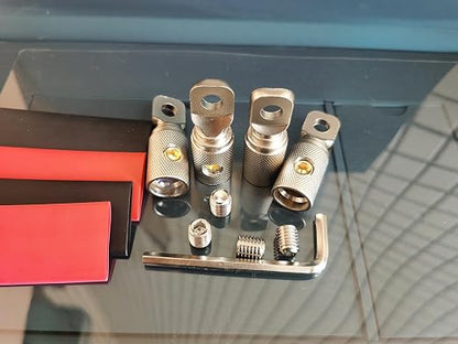 0 Gauge Wire Terminal Connector 5/16 Ring Wiring Connectors for Battery Bank Inverter Projects Car Audio Amplifier 4PCS with Adhesive Heat Shrink Tubing
