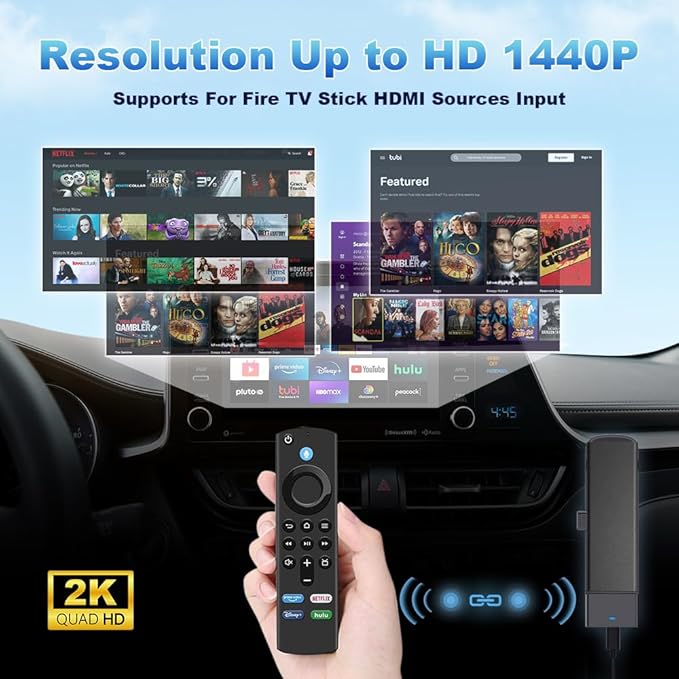 Carlinkit FireDrive Link Pro Car TV Converter, Wireless CarPlay Adapter with HDMI for Fire TV Stick Streaming, Convert Wired CarPlay to Wireless Android Auto & Apple CarPlay Dongle, Plug & Play