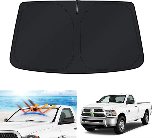KUST Windshield Sun Shade for 2010-2025 2026 Dodge RAM 2500 3500 Accessories Custom Fit Sunshade Foldable Sun Visor Protector Blocks UV Rays Keep Your Car Cooler