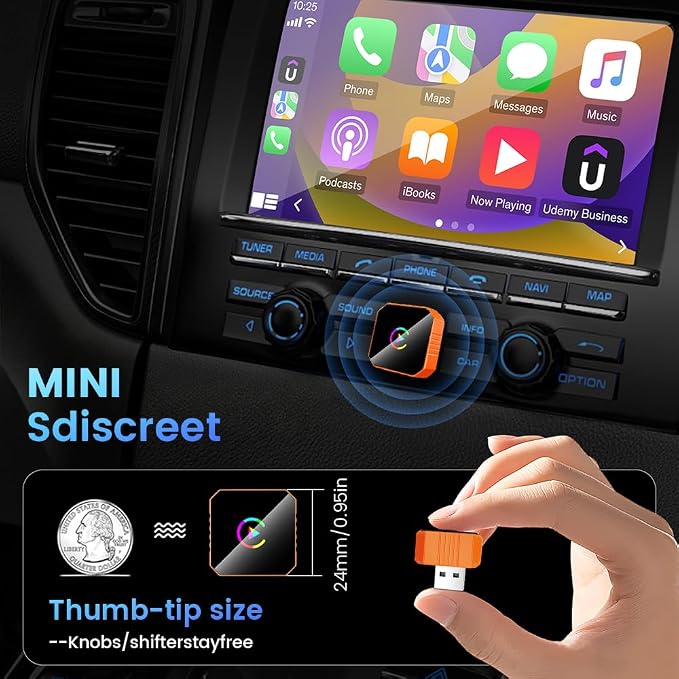 HomeBeyond 2-in-1 Wireless CarPlay & Android Auto Adapter, Plug & Play CarPlay Dongle Converts Wired to Wireless, Fast Auto-Connect, No Delay, Compact Design for iPhone & Android with USB/USB-C Port