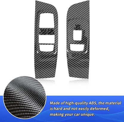 Car Door Power Window Lift Switch Protection Panel for Dodge Challenger 2015 2016 2017 2018 2019 2020 2021 2022 2023 Auto Interior Accessories Side Pull Handle Trim Cover Carbon Fiber Style Kit