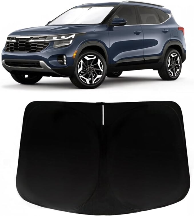 Windshield Sun Shade for Kia Seltos 2021-2025 2026, Car Front Window Sun Visor & Heat Shield Accessories | 240T Sunshade Blocks UV Rays Sheld