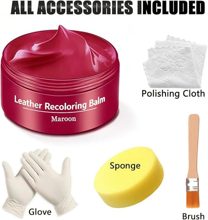Leather Recoloring Balm, Leather & Vinyl Color Restorer Conditioner – Repairs Faded & Scratched Leather Color