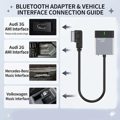 Bluetooth 5.0 Car Adapter for Audi with AMI Interface,Bluetooth aptX-HD Music Receiver,Compatible with Audi 3G AMI,2G AMI,VW MDI and Mercedes Media Interface