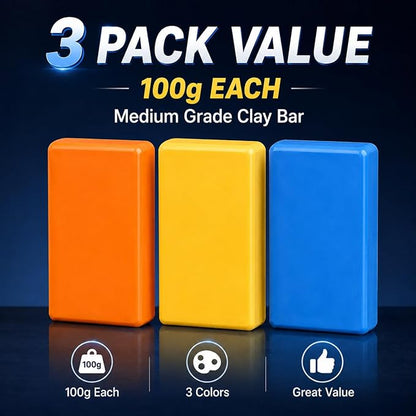 MAQIHAN Clay Bar Kit Car Clay Bar - 3 Pack 100g Clay Bars Auto Detailing ith Washing and Adsorption Capacity, Magic Claybar Car Detailing Kit for Car Detailing Car Wash Clean, Shiny Car Stuff
