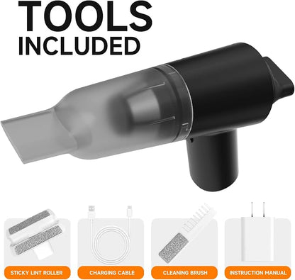 PAPIFEED Handheld Vacuum Cordless for Pet Hair, Portable Mini Vacuum with Static Hair Collector for Home, Dual-Layer Stainless Steel Filter, Dual Filte, USB-C Rechargeable Lightweight Vacuum (Black)