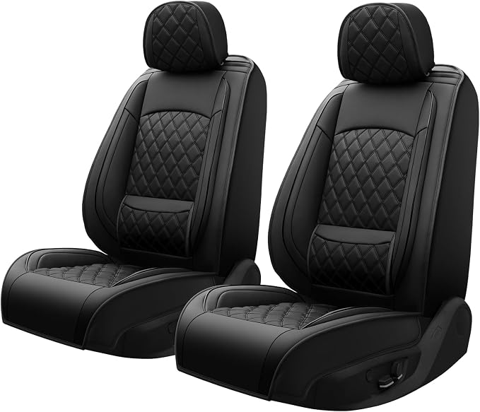 Car Seat Covers Compatible with Hyundai Accent 2017-2025 2026 - Waterproof & Breathable Luxury Leather All-Weather Seat Cushions Protectors, Airbag Compatible, Only 2 front seat covers (Black)