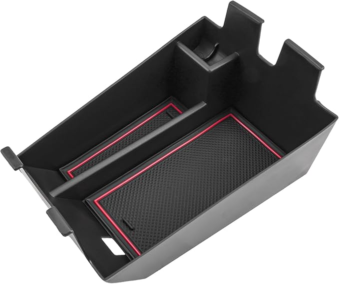 Center Console Organizer for 2020-2026 BMW X5/X6/X7, Armrest Storage Box with Removable Rubber Mat, 2020 2021 2022 2023 2024 2025 2026 BMW X5/X6/X7 Interior Accessories(Red)