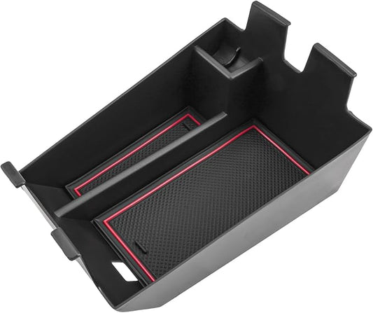 Center Console Organizer for 2020-2026 BMW X5/X6/X7, Armrest Storage Box with Removable Rubber Mat, 2020 2021 2022 2023 2024 2025 2026 BMW X5/X6/X7 Interior Accessories(Red)