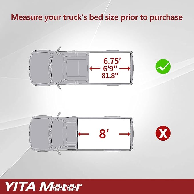 YITAMOTOR Soft Quad Fold Truck Bed Tonneau Cover Compatible with 1999-2016 Ford F-250 F-350 F-450 F250 F350 F450 Super Duty, Styleside 6.75 ft Bed