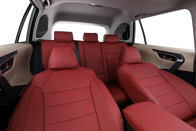 EKR Corolla Seat Covers Custom Fit for Toyota Corolla 2014 2015 2016 2017 2018 2019 L/LE Series Sedan,Leather Car Seat Cover Full Set for SUV-Faux Leather(Burgundy)