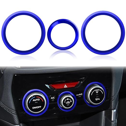 Auovo AC Climate Control Knob Outer Ring Covers Accessories for Subaru Crosstrek 2018-2022 2023 / Impreza 2017-2023/ Forester 2019-2024 Interior Air Condition Switch Control Trim (Dark Blue)