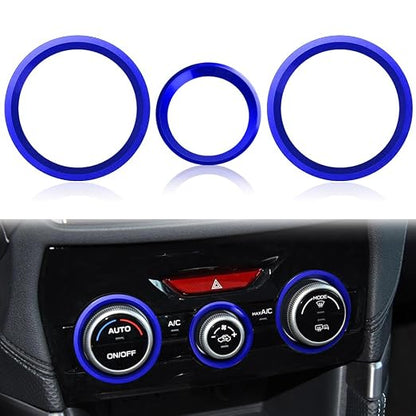 Auovo AC Climate Control Knob Outer Ring Covers Accessories for Subaru Crosstrek 2018-2022 2023 / Impreza 2017-2023/ Forester 2019-2024 Interior Air Condition Switch Control Trim (Dark Blue)
