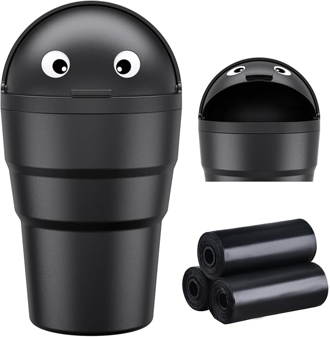 Mini Car Trash Can Cupholder with Lid for Women Cute Looking, 520ML Small Car Garbage Can for Cup Holder Side Door Storage Solid Liquid Waste Without Leakage