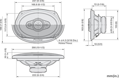 Pioneer A-Series Plus TS-A6971F 6” x 9” 4-Way Speakers (Pair) – 600W Max, Balanced Sound + Smooth Treble, Enhanced Bass, Ideal Factory Upgrade, Installation Adaptors Included