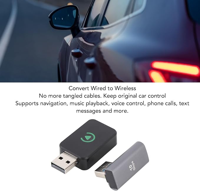 2 in 1 Adapter Dongle for Carplay Wired to Wireless USB Plug and Play for Android Auto Adapter iOS for Android