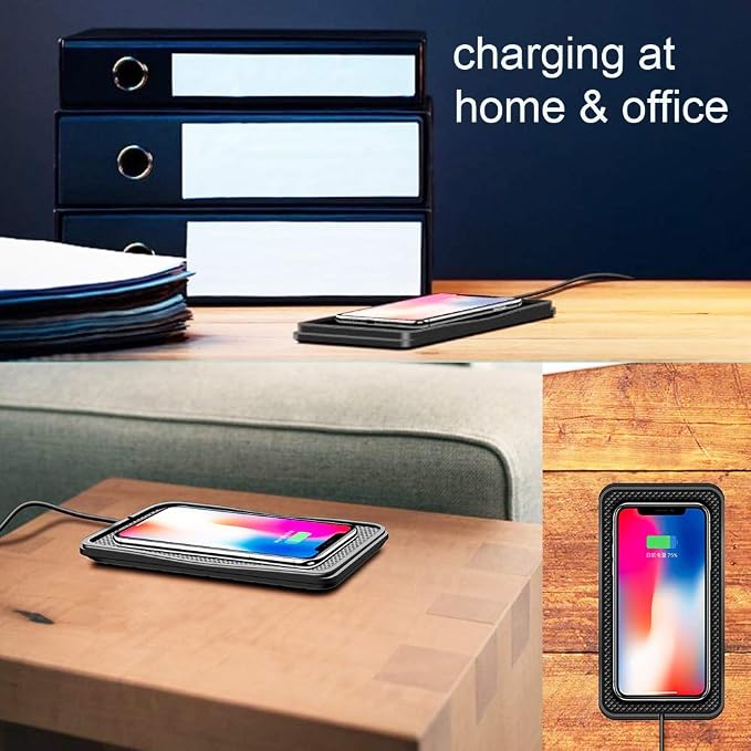POLMXS Wireless Charger Car Charging pad 15W Fast Wireless Phone Charger Cell Phone Flat Charging mat Compatible with iPhone 11/12/12/14/15 Galaxy S21/S22/S23/24 NOTE10(C3Y)