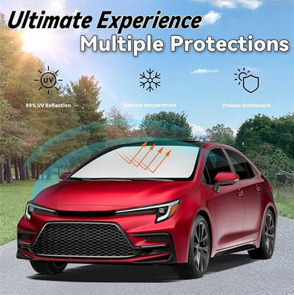 Windshield Sun Shade for Toyota Corolla 2020-2026, Car Front Window Sun Visor & Heat Shield | 240T Sunshade Protection Blocks UV Rays Keep Your Car Cooler