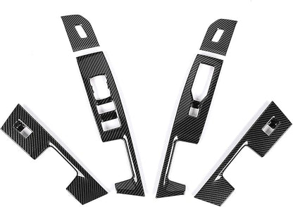 GZXinWei Carbon Fiber Grain Door Window Control Switch Panel Trim Cover Sticker Interior for Ford F150 2021 2022 2023 2024 2025 2026