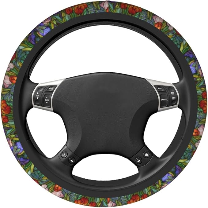 Flower Steering Wheel Covers Non Slip Neoprene Universal 15 Inch Steering Wheel Protector Car Cover for Men Women