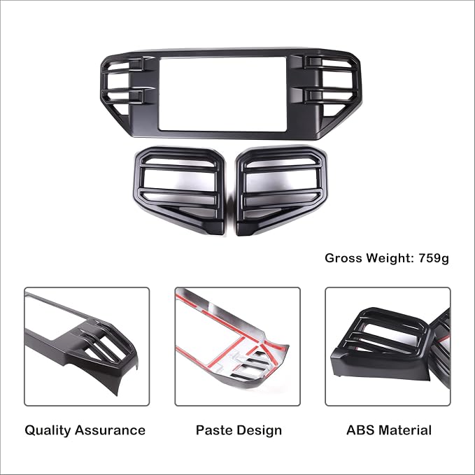Car Center Console Air Conditioning Outlet Trim Cover Kit Compatible with Toyota Tundra/Sequoia 2022-2026, ABS Dashboard Side A/C Vent Panel Protective Frame Decoration Accessories, For 8-inch Screen