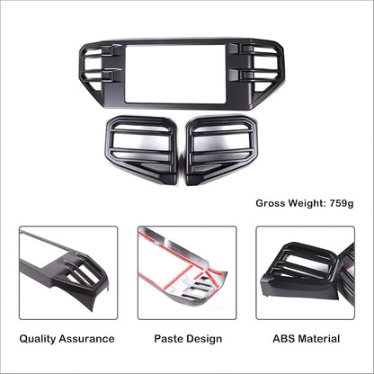 Car Center Console Air Conditioning Outlet Trim Cover Kit Compatible with Toyota Tundra/Sequoia 2022-2026, ABS Dashboard Side A/C Vent Panel Protective Frame Decoration Accessories, For 8-inch Screen