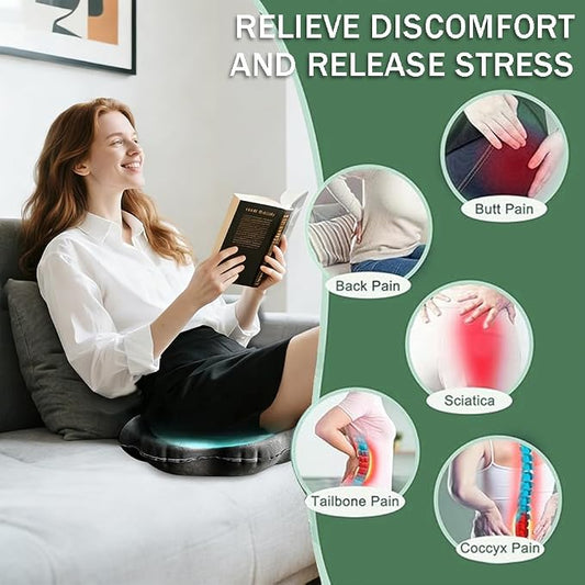 OULIGET Inflatable Donut Cushion Seat,Portable Press Inflation Hemorrhoid Pillow,Flocking Cushion for Home Car Wheelchairs Office Plane,Pressure Relief for Sciatica Back Coccyx (Black)