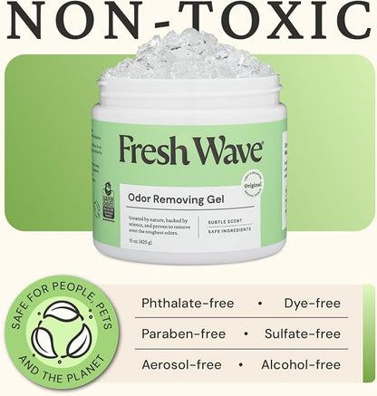 Fresh Wave Odor Removing Gel, 15 oz. - Odor Absorbers for Home, Safer Odor Relief, Natural Plant-Based Odor Eliminator, Every 15 oz. lasts 30-60 Days, For Cooking, Trash & Pets