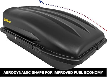 JEGS Rooftop Cargo Carrier for Car Storage - Small Roof Rack Cargo Carrier - Heavy Duty Weatherproof Storage - Made in USA - 10 Cubic Ft - 110 Lb Capacity - Zero Tool Easy Assembly - Aero Design
